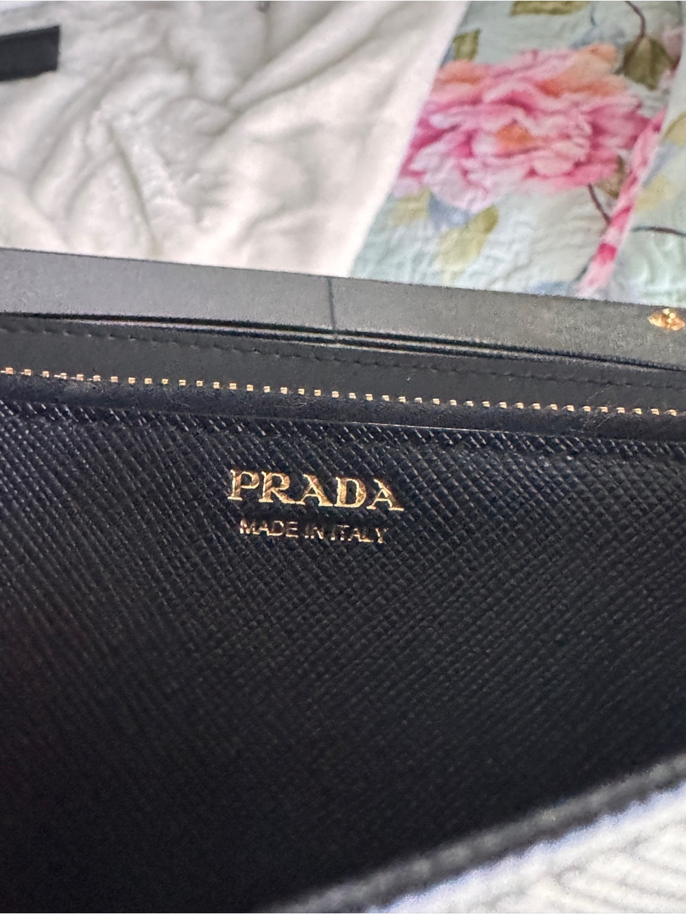 Authentic Prada Black Saffiano Leather Shoulder Bag with Gold Chain - Picture 6 of 14